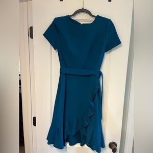 Teal Calvin Klein dress.